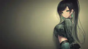 Anime Girl with Ponytail and Green Eyes	