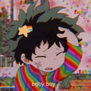 A soft, gentle smile on Baby Deku 