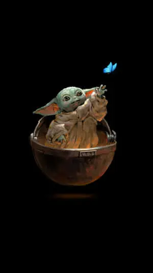 Baby Yoda Blue Butterfly iPhone