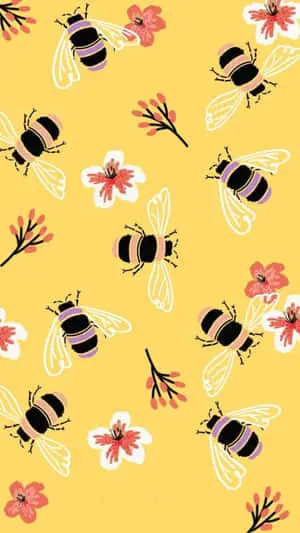 Bees Flowers Pattern Iphone Drawing