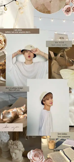 Beige Aesthetic BTS Jimin Collage