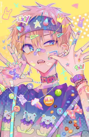 Bright Anime Spiky Hair Guy Emoji 