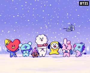  Caption: Vibrant and Detailed BT21 Group Illustration 