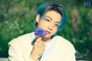 BTS Jung Kook Cute Blue Hair