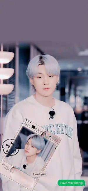 BTS Suga Cute Silver Hair