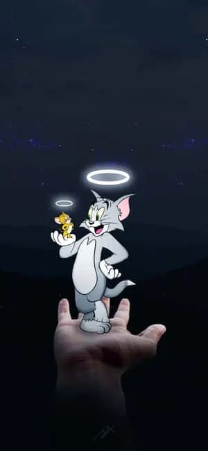 Tom And Jerry With Halos Cartoon Background
