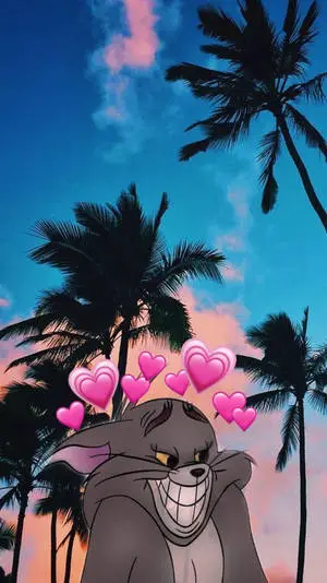 Cute Aesthetic Cartoon Tom With Hearts