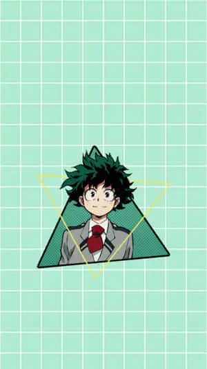 Cute Aesthetic Deku Pastel Green Grid