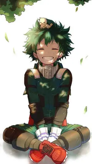 Cute Aesthetic Deku Sitting Under Tree