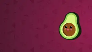 Cute Avocado Smiling Seed Maroon Background