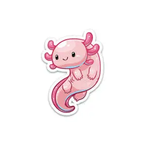 Cute Axolotl Smiling Underwater Amphibian Sticker Picture