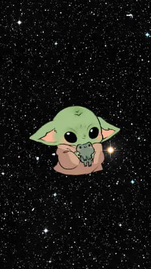 Cute Baby Yoda On Starry Space Picture