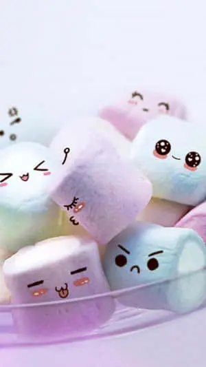Cute Background Of Marshmallows With Faces