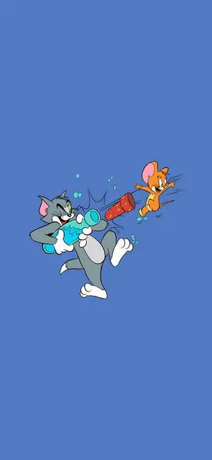 Cute Blue-Colored Tom And Jerry Aesthetic