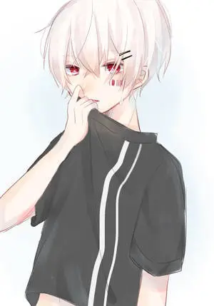 Cute Boy Cartoon With White Hair