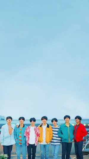 Cute BTS Group By The Sea Wide Shot