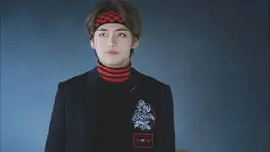 Cute BTS V In Black And Red
