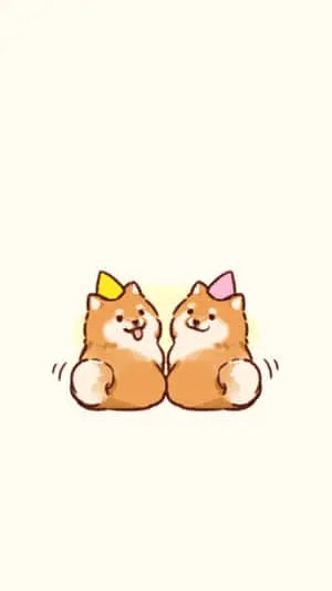 Cute Darling Corgis Drawing Picture