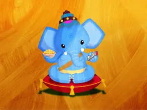 Cute Ganesha On A Pillow