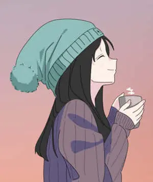 Cute Profile Anime Girl Drinking Coffee Pictures
