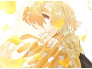Cute Zenitsu Floating Petals