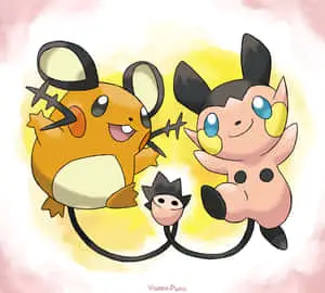 Adorable Dedenne and Pichu in a Playful Mood Together