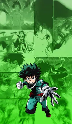 Deku Aesthetic Green Collage Of Manga Cutouts