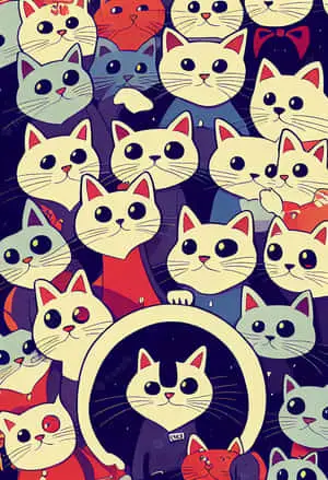 Group Of Cute Kitties Portrait