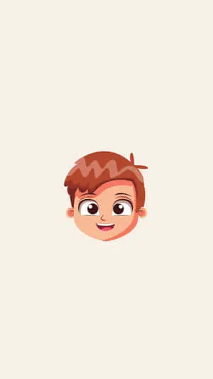 Handsome Boy Cartoon Head With Brown Hair