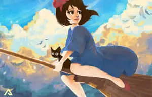 "Enchanting Image of Jiji, the Black Cat"