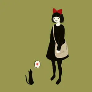 Jiji Cat Sitting on a Broomstick