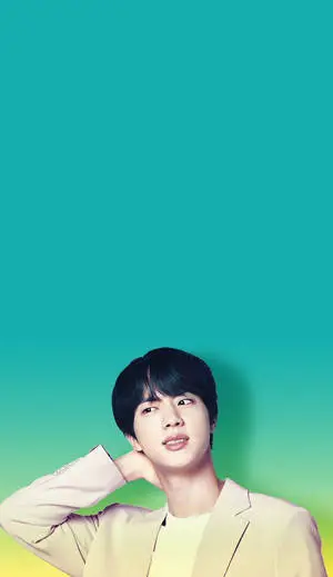 Jin BTS Cute Blue And Yellow Backdrop