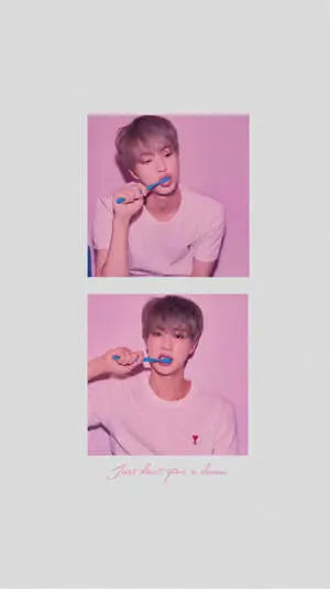 Jin BTS Cute Brushing Teeth