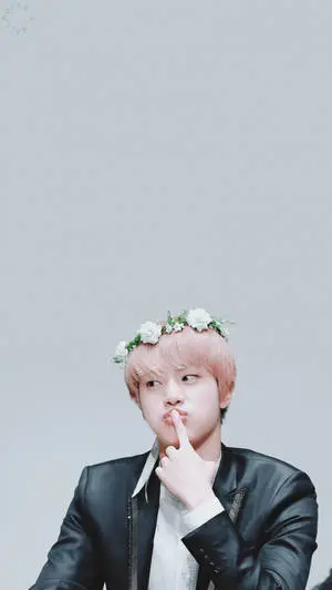 Jin BTS Cute Pink Hair Flower Crown