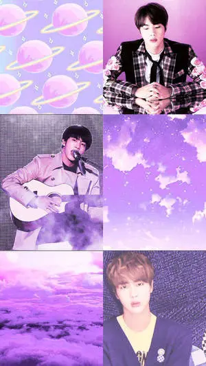 Jin BTS Cute Purple Collage