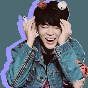 Joyful Denim Jacket Laughter Finger Hearts Finger Puppets