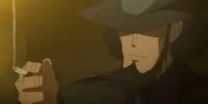 Daisuke Jigen coolly poses in a Lupin III wallpaper