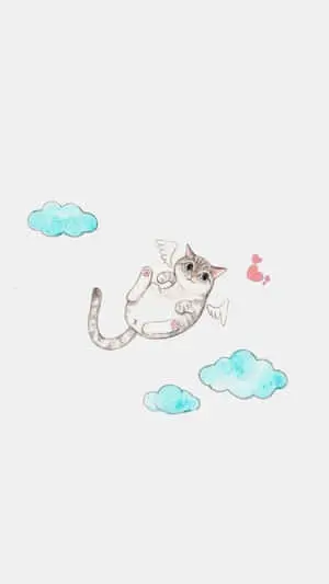 Simple And Cute Angel Cat iPhone