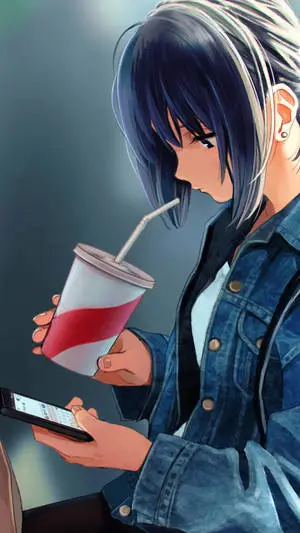 Sipping Cute Anime Girl iPhone