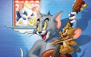 Tom and Jerry in a playful chase.